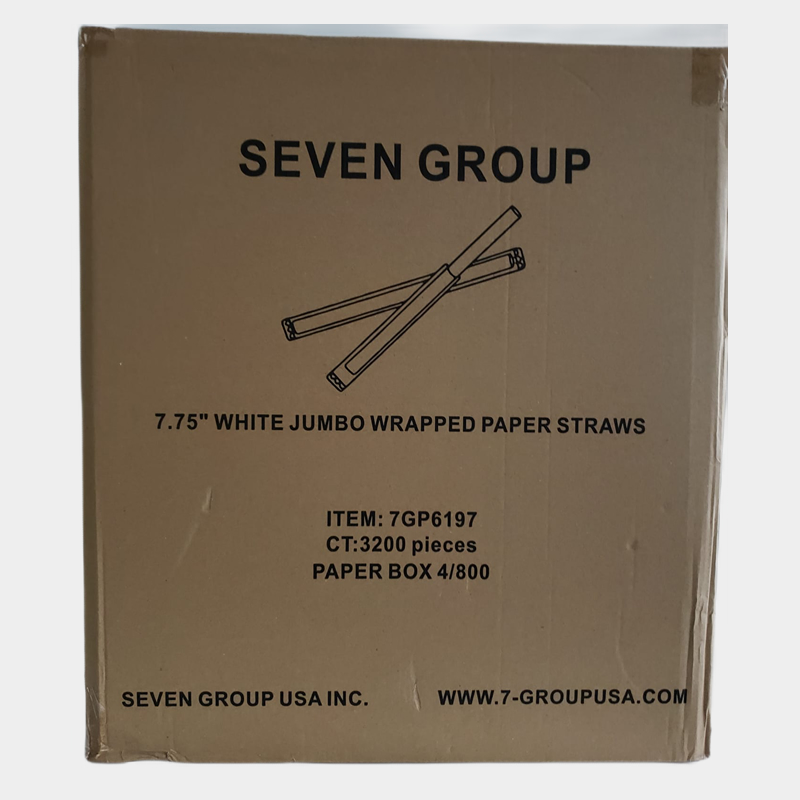 White Paper Straws Wrapped 7¾